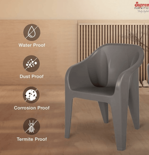 Supreme Futura Plastic Chairs for Home and Office (Set of 4, Champagne) - Image 4